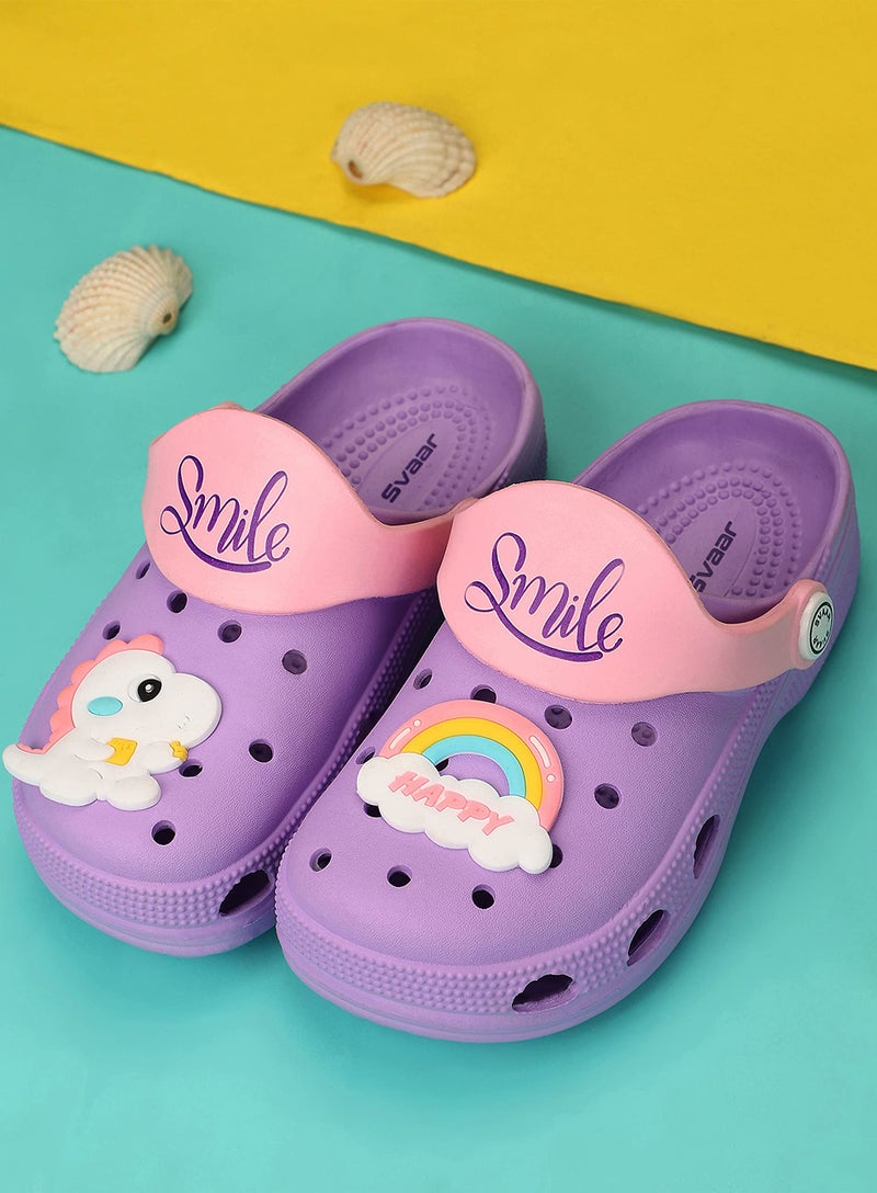 SVAAR Attractive Clog Shoes For Boys & Girls, Indoor & Outdoor Sandals Clogs For Kids Lavender, 2 UK - Image 4