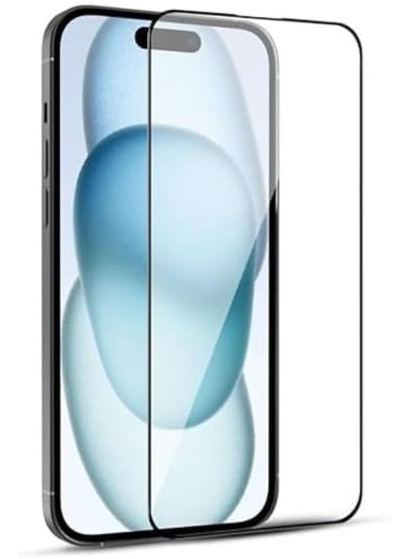 Full Glue Screen Protector Tempered Glass For Apple iPhone 15 Pro Black Edge , IPhone 15 Pro Screen Protector Transparent Clear/Black - Image 1