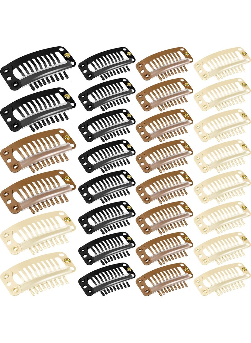 WILLBOND 30 Pieces Hair Extension Snap Clips with 9 Teeth  Small Wig Comb Accessories for Womens DIY Hair Extensions Mixed Colors 
