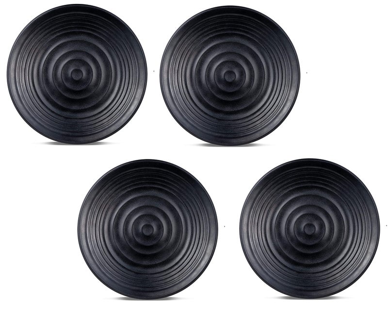 Coolkart Black Matte Side Plates & Melamine Plates for Dinner Quarter Plates 8 Inches (Dishwasher & Microwave Safe) (Pack of 4) - Image 1