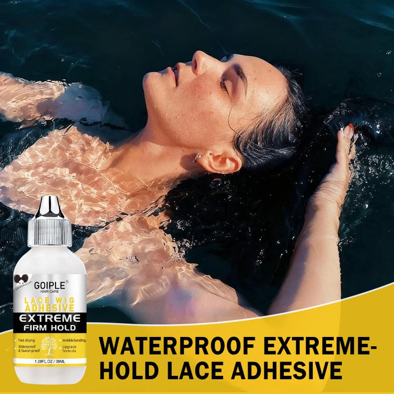 Goiple Lace Wig Glue Kit Lace Front Glue Kit for Wigs, Strong Hold Adhesive for Wigs and Hair Systems Invisible Bonding, Adhesive, Wig Remover, Hair Wax Stick, Edge Band, Razor & HD Wig Cap - Image 5