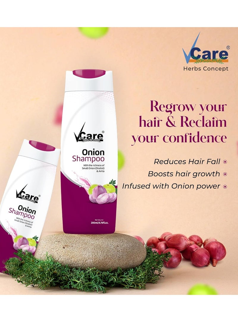 VCare Onion Shampoo for Hair Growth 200ml and Hair Fall Control Pack Of 2 - Image 2