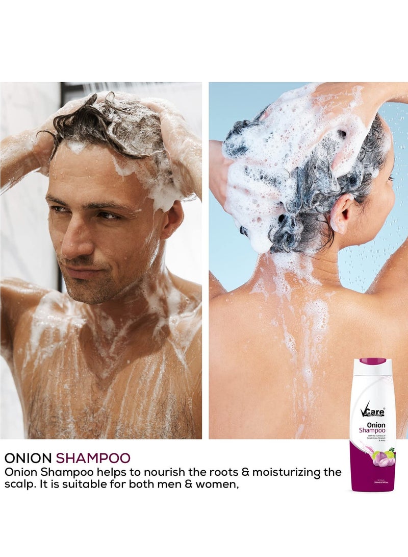 VCare Onion Shampoo for Hair Growth 200ml and Hair Fall Control Pack Of 2 - Image 5