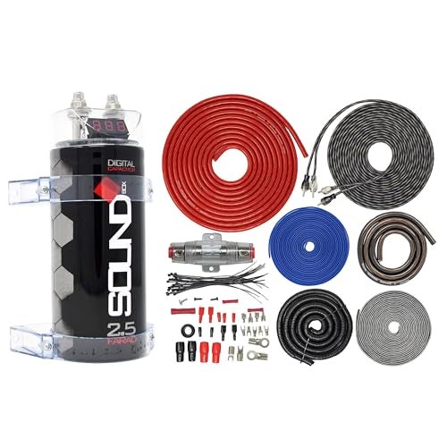 SoundBox 4 Gauge Amp Kit Amplifier Install Wiring & 2.5 Farad Digital Capacitor, 2300W Peak - Image 1