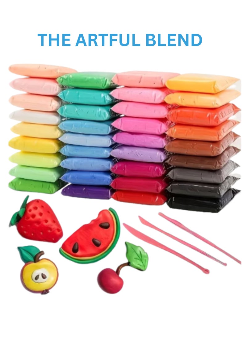THE ARTFUL BLEND 36-Color Air-Dry Clay Set for Kids – Soft, Non-Toxic & Lightweight Modeling Clay for DIY Crafts, Educational Play & Creative Fun - Image 1