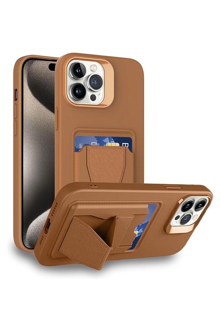 Case for iPhone 16 Pro Max Magnetic Card Holder Kickstand Case, Compatible with Magnetic Car Mount, Shockproof Slim Wallet Soft TPU Leather Stand Cover for Men Women (Brown, iPhone 16 Pro Max) - Image 1