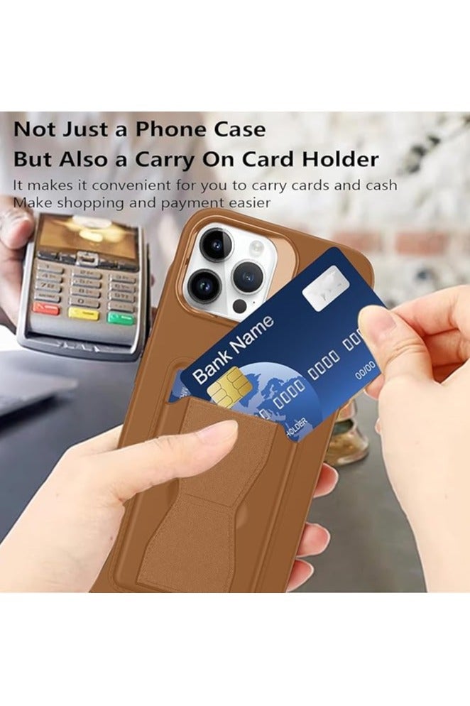 Case for iPhone 16 Pro Max Magnetic Card Holder Kickstand Case, Compatible with Magnetic Car Mount, Shockproof Slim Wallet Soft TPU Leather Stand Cover for Men Women (Brown, iPhone 16 Pro Max) - Image 3