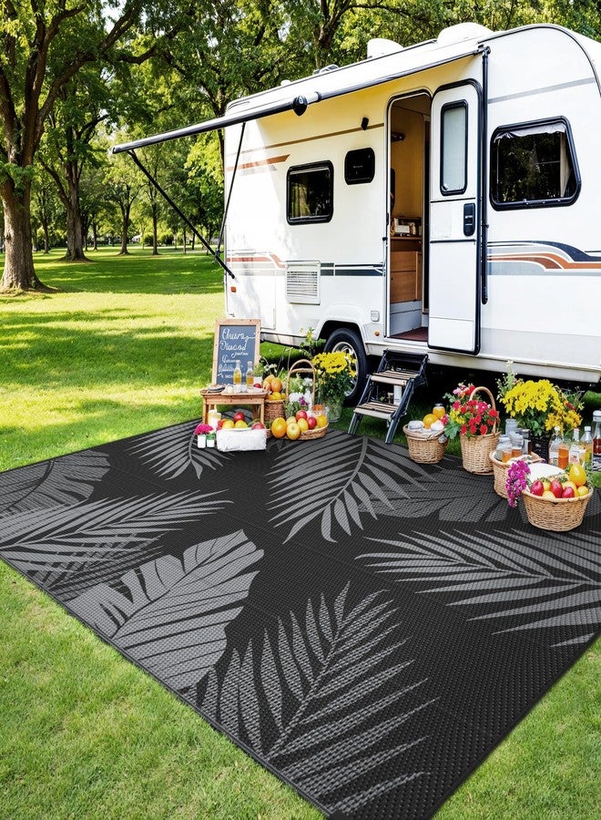 sarben Outdoor Rug 5’x8’ Waterproof for Patio Clearance, Reversible Indoor Outdoor Plastic Straw Camping Rug Carpet, RV Mat, Large Area Rug for Deck, Backyard, Balcony, Porch, Beach, Black & Grey - Image 3