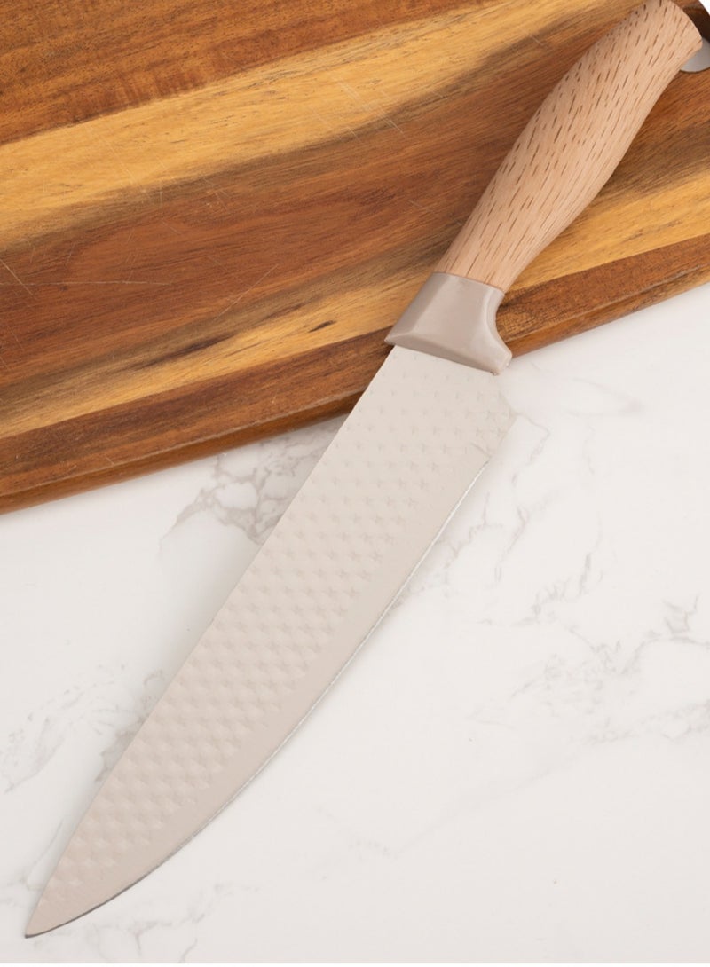 C&E Knife Set, 6-Piece Professional Kitchen Knife Set for Chef, Super Sharp Knife Set with Universal Knife Block, Anti-Rust Stainless Steel Kitchen Knife Block Set, Ergonomical Design (Khaki) - Image 5