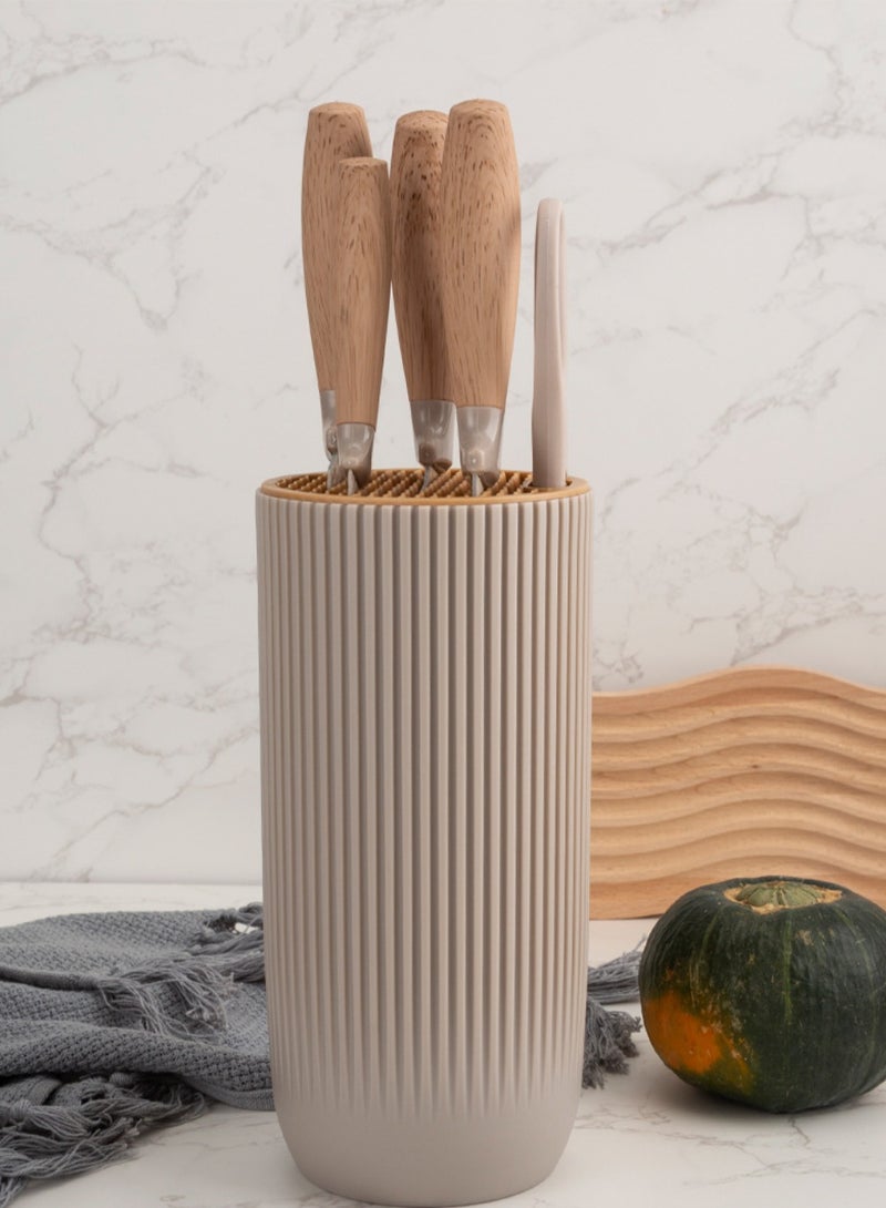 C&E Knife Set, 6-Piece Professional Kitchen Knife Set for Chef, Super Sharp Knife Set with Universal Knife Block, Anti-Rust Stainless Steel Kitchen Knife Block Set, Ergonomical Design (Khaki) - Image 3