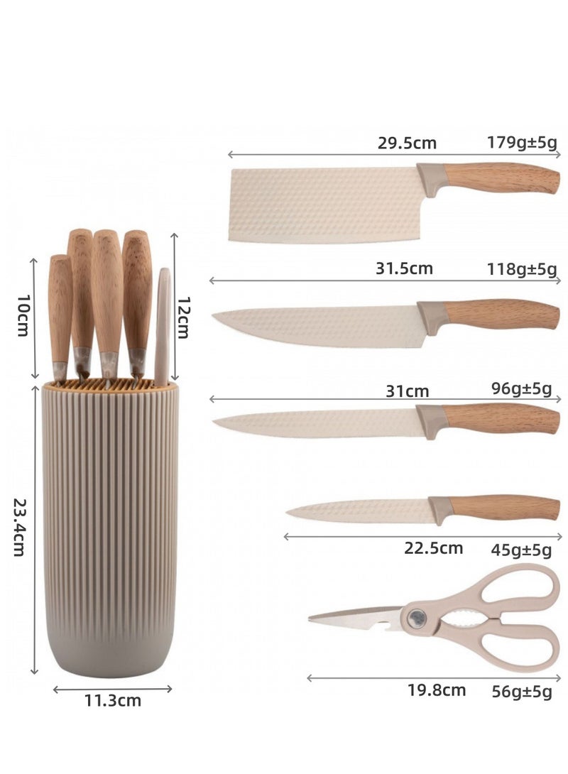 C&E Knife Set, 6-Piece Professional Kitchen Knife Set for Chef, Super Sharp Knife Set with Universal Knife Block, Anti-Rust Stainless Steel Kitchen Knife Block Set, Ergonomical Design (Khaki) - Image 2