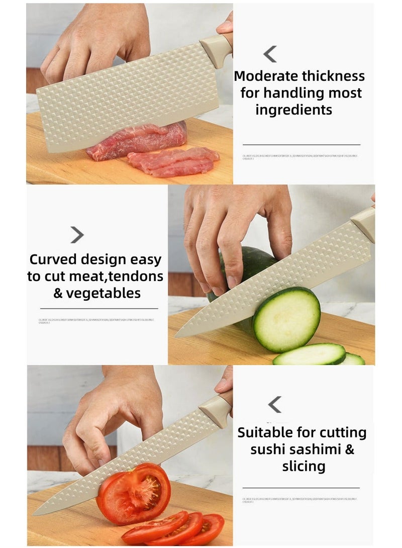 C&E Knife Set, 6-Piece Professional Kitchen Knife Set for Chef, Super Sharp Knife Set with Universal Knife Block, Anti-Rust Stainless Steel Kitchen Knife Block Set, Ergonomical Design (Khaki) - Image 3