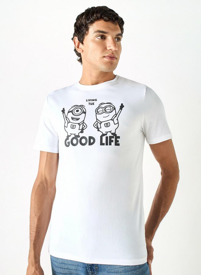 اس بي كاركترز تيشيرت بياقة ضيقة وأكمام قصيرة وطبعات مينيونز - Image 1