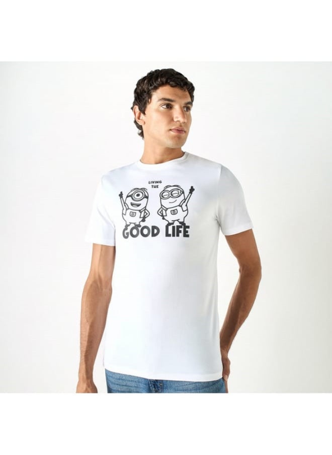 SP Characters Minions Print T-shirt with Crew Neck and Short Sleeves  - Image 2
