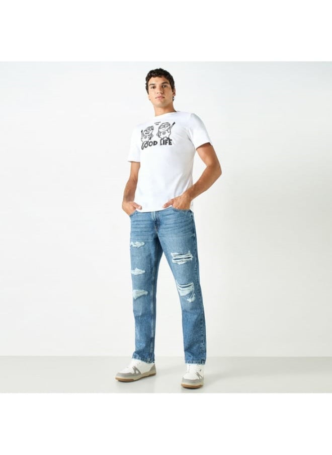 SP Characters Minions Print T-shirt with Crew Neck and Short Sleeves  - Image 3