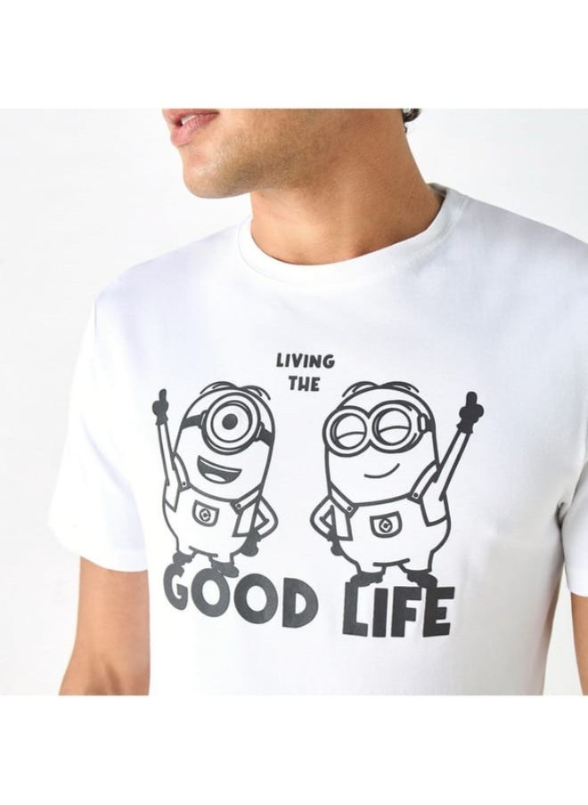 SP Characters Minions Print T-shirt with Crew Neck and Short Sleeves  - Image 4