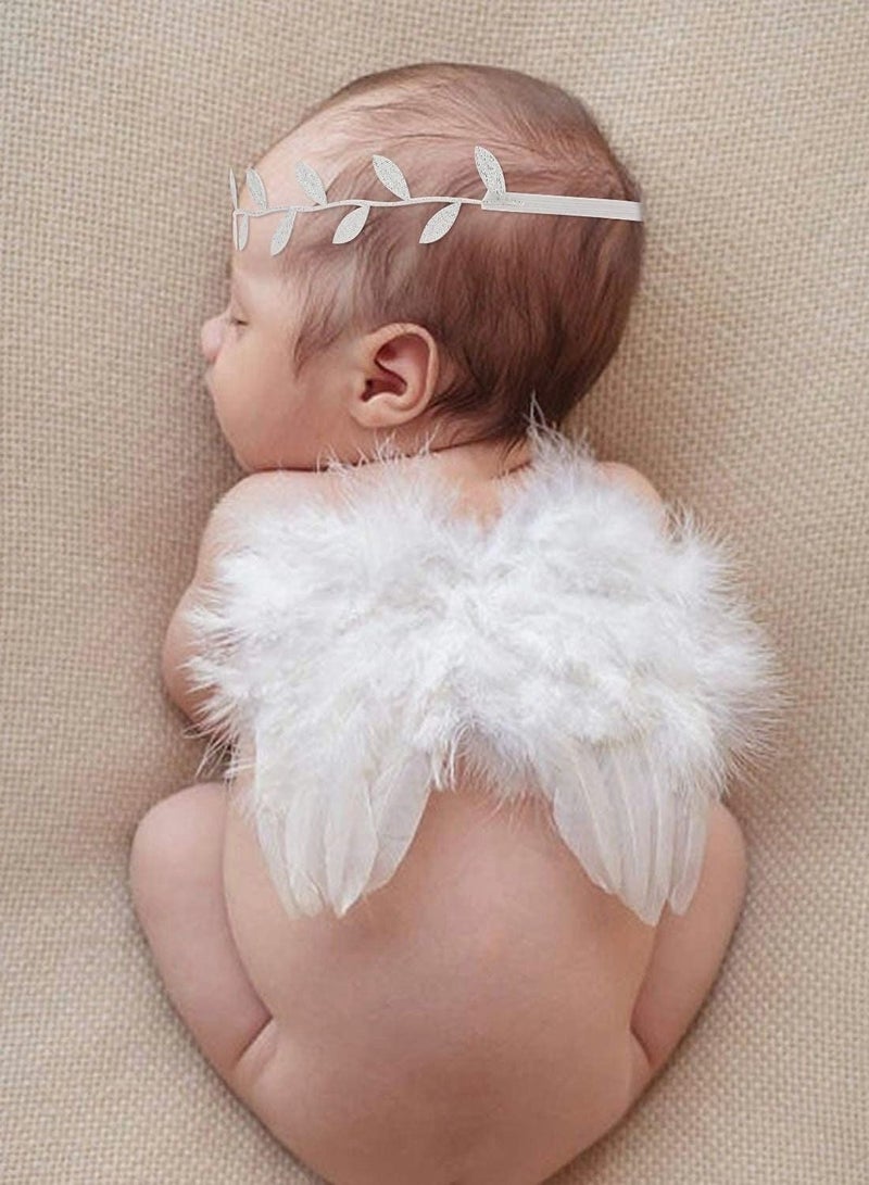 كابتن تيك Newborn Baby Photography Prop Outfits Feather Wings with Headband Set - Image 4