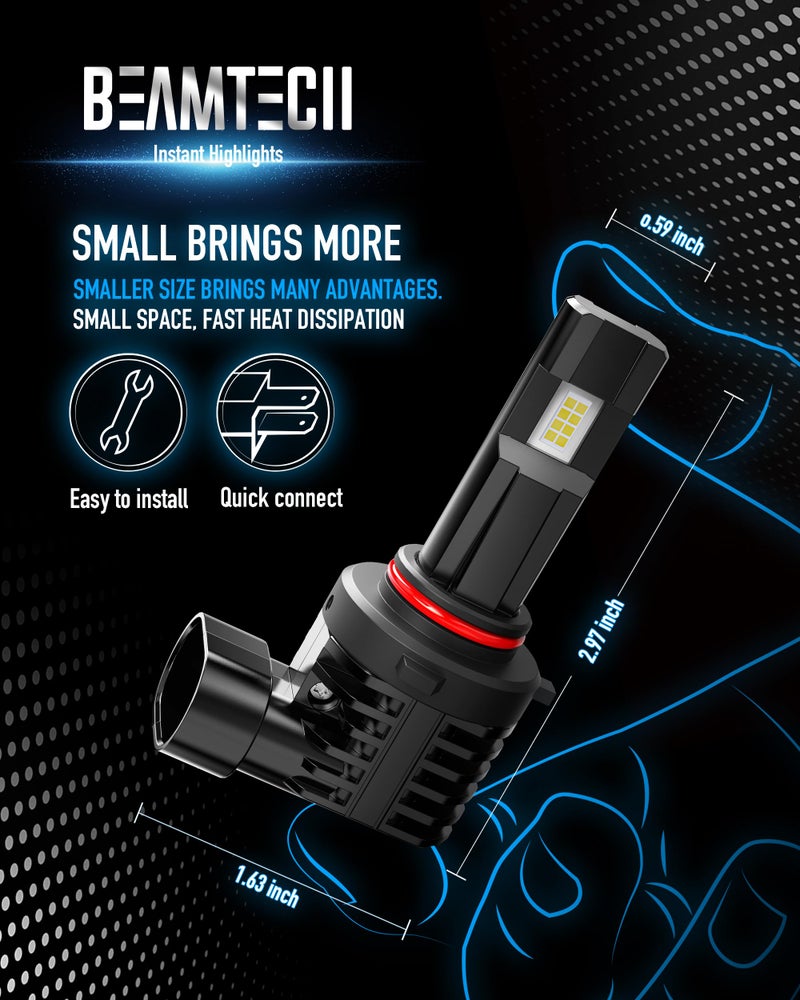 BEAMTECH 9005 Fog Light Bulb, HB3 Fog Bulb 6500K Fog Light or ATV UTV Off Road Pack of 2 - Image 4