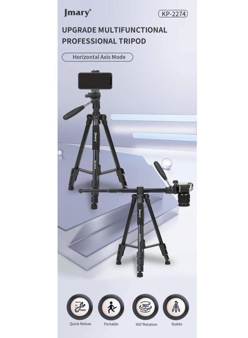 Jmary KP-2274 CameraAluminium Tripod with 4 Sections Professional Detachable Monopod Tripod with 360 Degree Head Quick Release Plate - Image 5