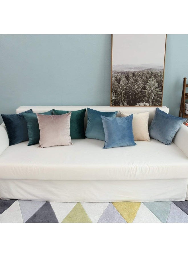 MIULEE Velvet Throw Pillow Covers 22x22 Inch Pack of 2,Soft Solid Decorative Pillowcases Modern Luxury Home Decor for Couch Sofa Bedroom Livingroom,Blue Gray - Image 5