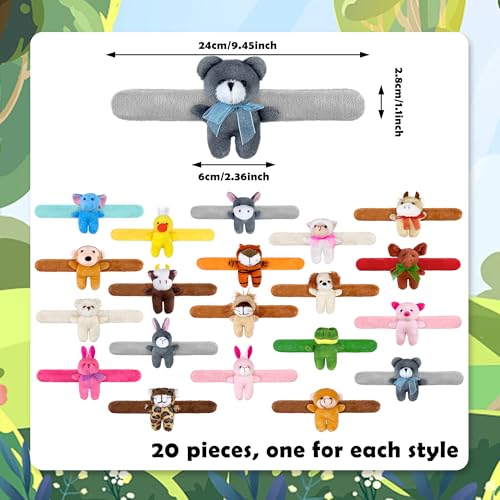 XIPEGPA 20 PCS Stuffed Animal Slap Bracelets Plush Animal Slap Bracelets Cute Wrist Slap Band Toy Bulk for Boys Girls Birthday Gifts Classroom Rewards Party Favors - Image 5