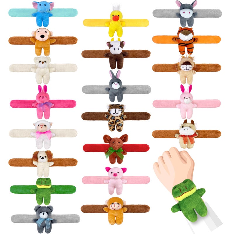 XIPEGPA 20 PCS Stuffed Animal Slap Bracelets Plush Animal Slap Bracelets Cute Wrist Slap Band Toy Bulk for Boys Girls Birthday Gifts Classroom Rewards Party Favors - Image 3