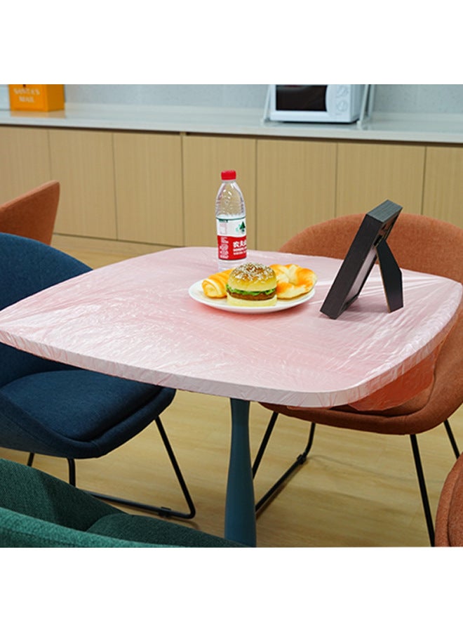 Elastic Table Cover Disposable Thickened Pe Transparent Tablecloth Waterproof And Oil-proof Non-washable Table Cloth Bunted Table Cover-Color:Red (pack Of 10)-Specifications:R120 Diameter Round Table Or 170 Inner Square Table With Length And Width - Image 3