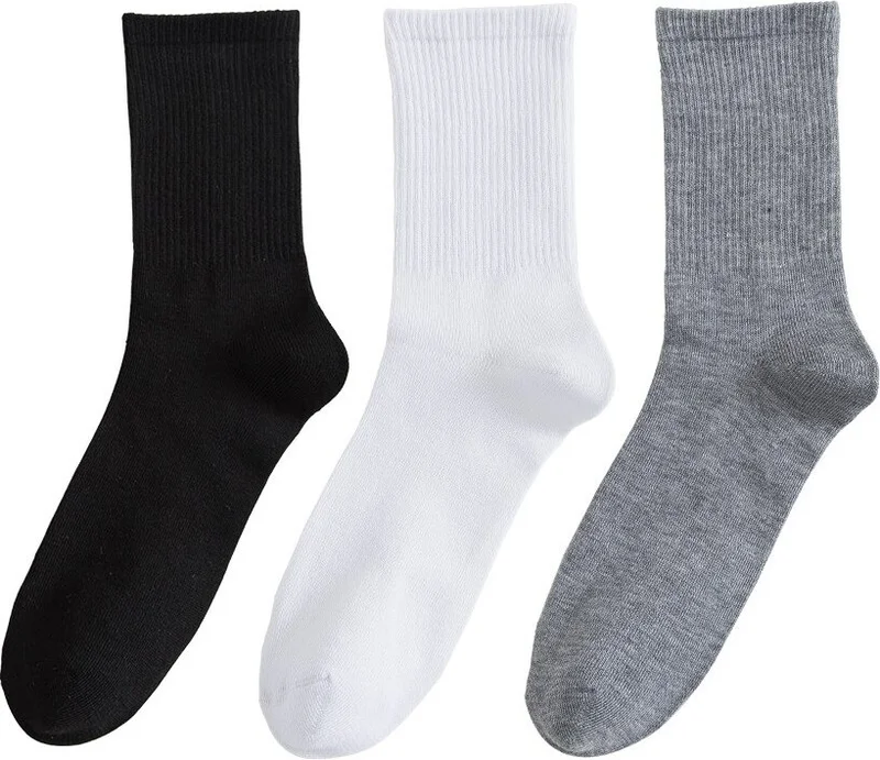 بي جي كي Unisex College Plain Patternless Socks 3 Pieces