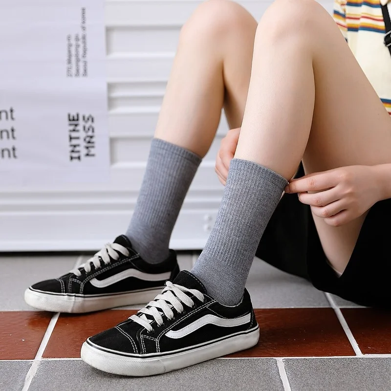 بي جي كي Unisex College Plain Patternless Socks 3 Pieces