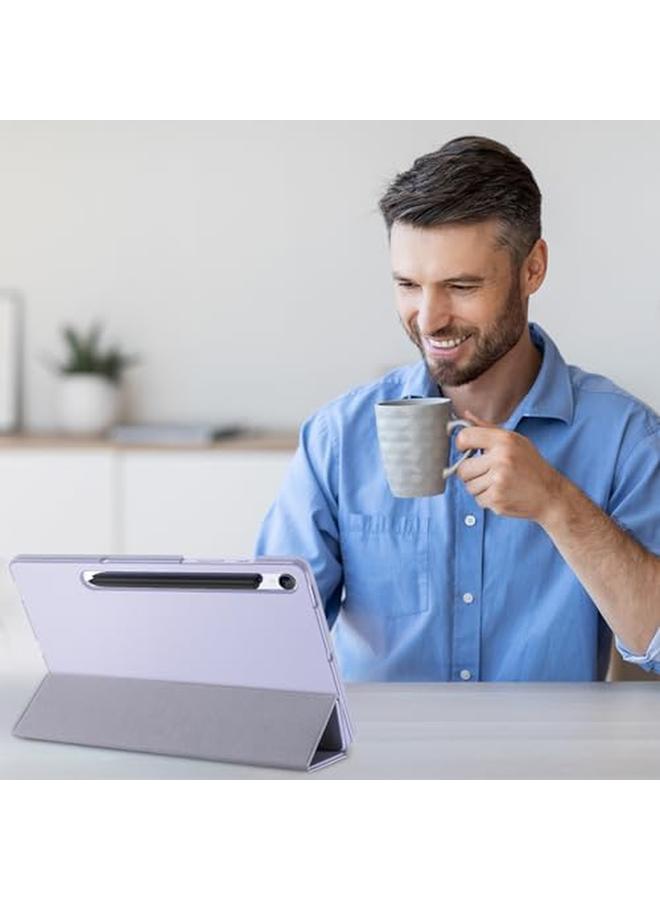 برو كيسيز حافظة ذكية لجهاز Galaxy Tab S9 Fe 5G مقاس 10.9 بوصة SM X510 X516 حافظة رفيعة ثلاثية الطي مع غطاء حماية صلب شفاف مع ظهر شفاف يدعم قلم S Pen للشحن والاستيقاظ التلقائي والنوم بلون أرجواني - Image 4