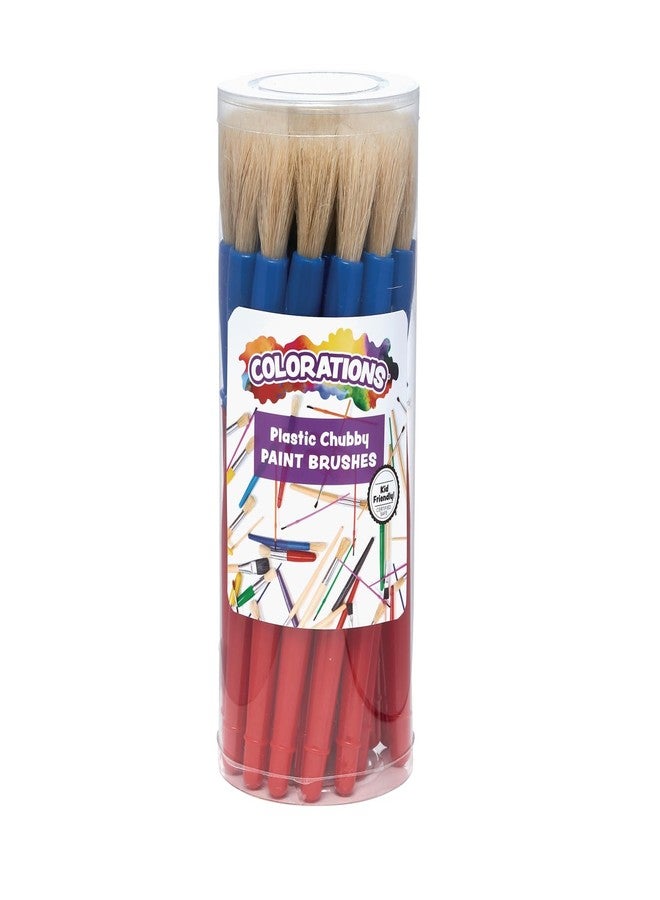 Colorations® Best Value Plastic Handle Brushes - Set of 24 - Crafts for Kids, Painting for Kids, Bulk Paintbrushes, Paintbrush Value Pack, Brush Set - Image 1