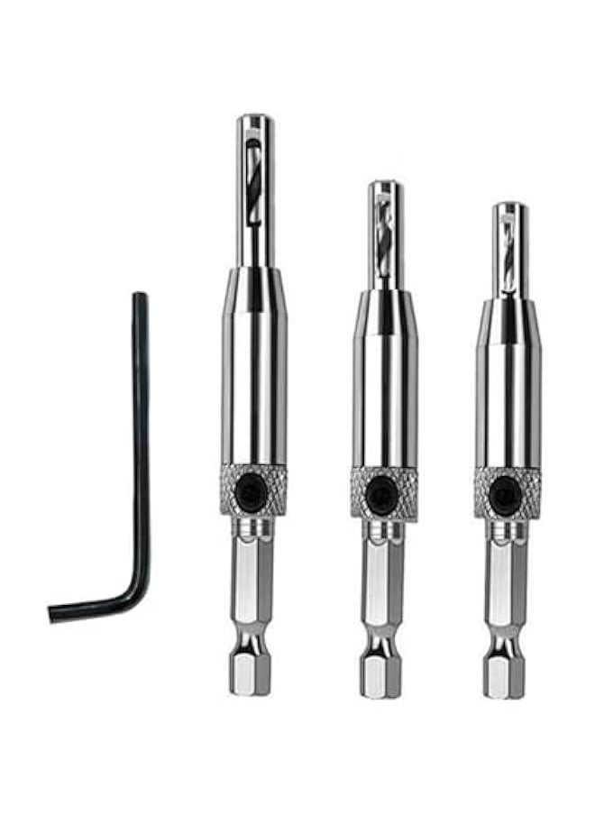 Generic 3-Piece HSS Self-Centering Hinge Drill Bit Set for Woodworking Window Door Hinge Installation - 5/64 Inch, 7/64 Inch, 9/64 Inch  - Image 1