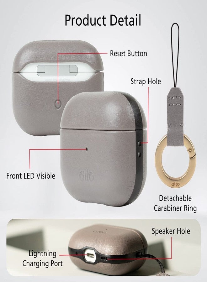 alto Italian Leather Case Cover Compatible AirPods Pro 2nd Generation 2022 Women Men Protective Hard Shell Supports Wireless Charging LED Visible (Cement Gray, AirPods Pro 2) - Image 5