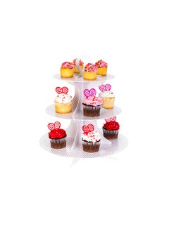 Restaurantware Restaurantware-3 Tier Cardboard Cupcake Stand - White with White Polka Dots - Cupcake Holder - Pastry Display - 13 1/2" x 13 1/2" x 14" - 1ct Box - Pastry Tek  - Image 2