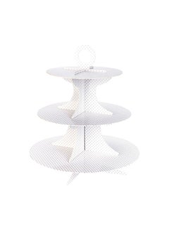 Restaurantware Restaurantware-3 Tier Cardboard Cupcake Stand - White with White Polka Dots - Cupcake Holder - Pastry Display - 13 1/2" x 13 1/2" x 14" - 1ct Box - Pastry Tek  - Image 3