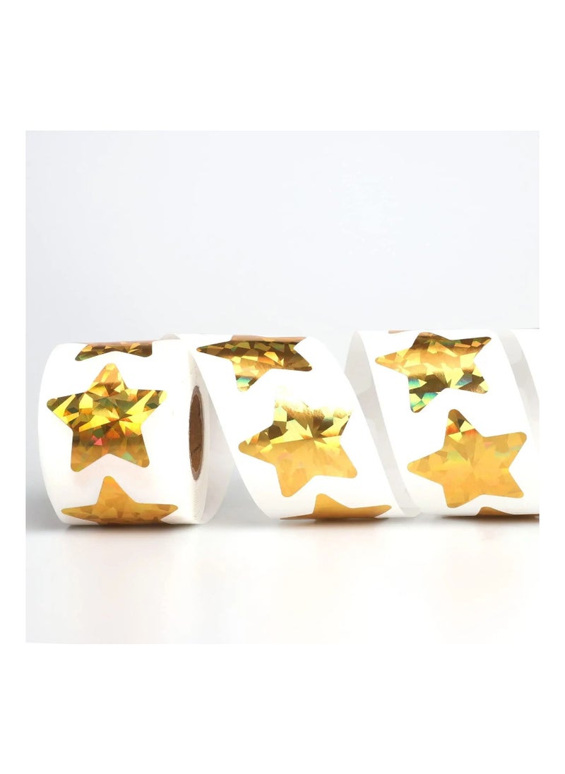 Generic - 1.5" Large Holographic Gold Star Stickers for Kids Reward, 500 Pcs Foil Star Metallic Stickers Roll for Behavior Chart, Student Planner and School Classroom Teacher Supplies - Image 1