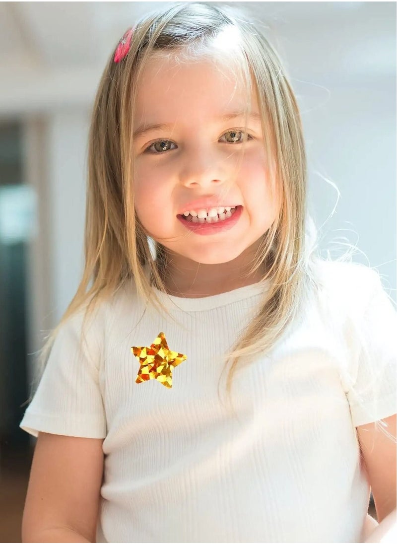 Generic - 1.5" Large Holographic Gold Star Stickers for Kids Reward, 500 Pcs Foil Star Metallic Stickers Roll for Behavior Chart, Student Planner and School Classroom Teacher Supplies - Image 1