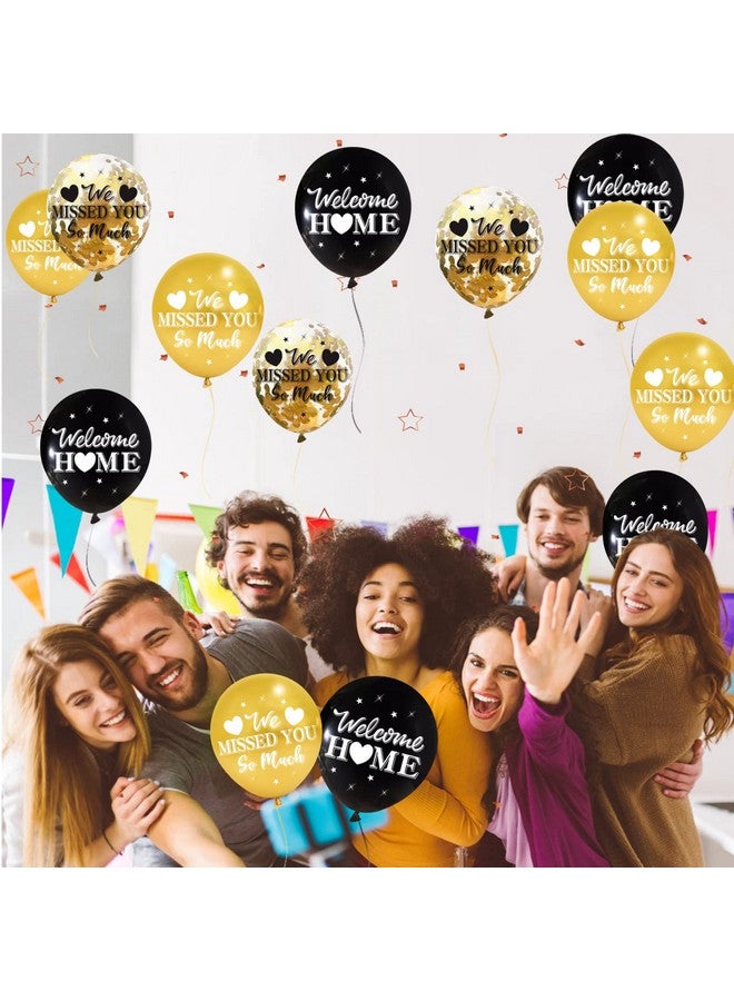 Excelloon Welcome Home We Missed You So Much Balloons Decorations Black Gold Welcome Back Sign Party Supplies Deployment Returning Military Army Homecoming Party Decor - Image 4