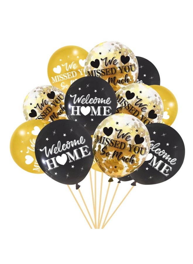 Excelloon Welcome Home We Missed You So Much Balloons Decorations Black Gold Welcome Back Sign Party Supplies Deployment Returning Military Army Homecoming Party Decor - Image 1