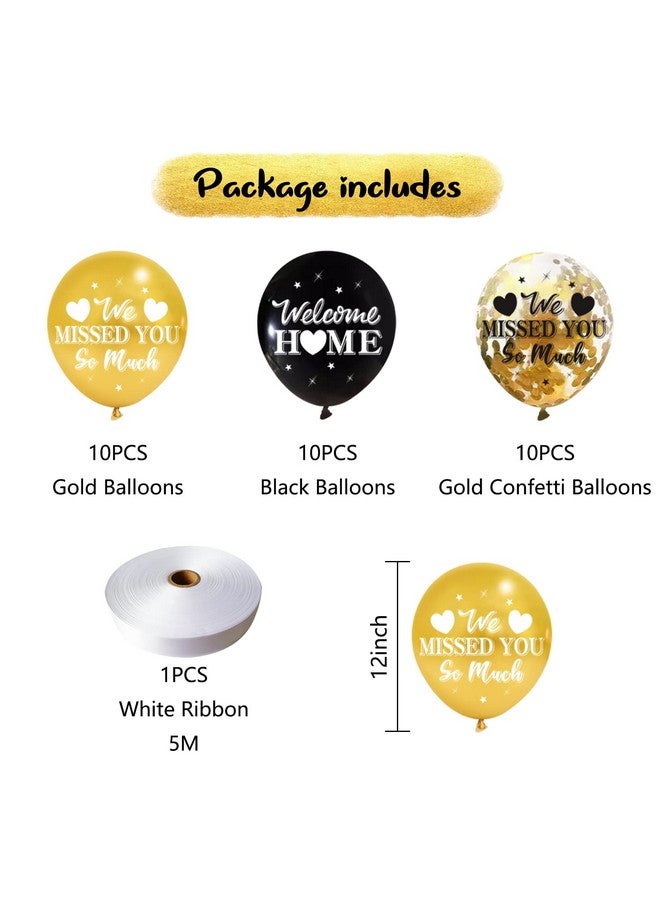 Excelloon Welcome Home We Missed You So Much Balloons Decorations Black Gold Welcome Back Sign Party Supplies Deployment Returning Military Army Homecoming Party Decor - Image 2