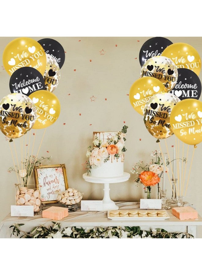 Excelloon Welcome Home We Missed You So Much Balloons Decorations Black Gold Welcome Back Sign Party Supplies Deployment Returning Military Army Homecoming Party Decor - Image 3