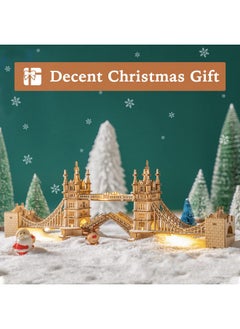 Robotime 3D Puzzle Wooden Craft Kits With Led Light Diy Tower Bridge Construction Model Kit To Build For Teens Brain Teaser Puzzle Home Decor Birthday Gifts  - Image 3