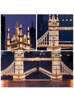Robotime 3D Puzzle Wooden Craft Kits With Led Light Diy Tower Bridge Construction Model Kit To Build For Teens Brain Teaser Puzzle Home Decor Birthday Gifts  - Image 4