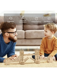 Robotime 3D Puzzle Wooden Craft Kits With Led Light Diy Tower Bridge Construction Model Kit To Build For Teens Brain Teaser Puzzle Home Decor Birthday Gifts  - Image 5