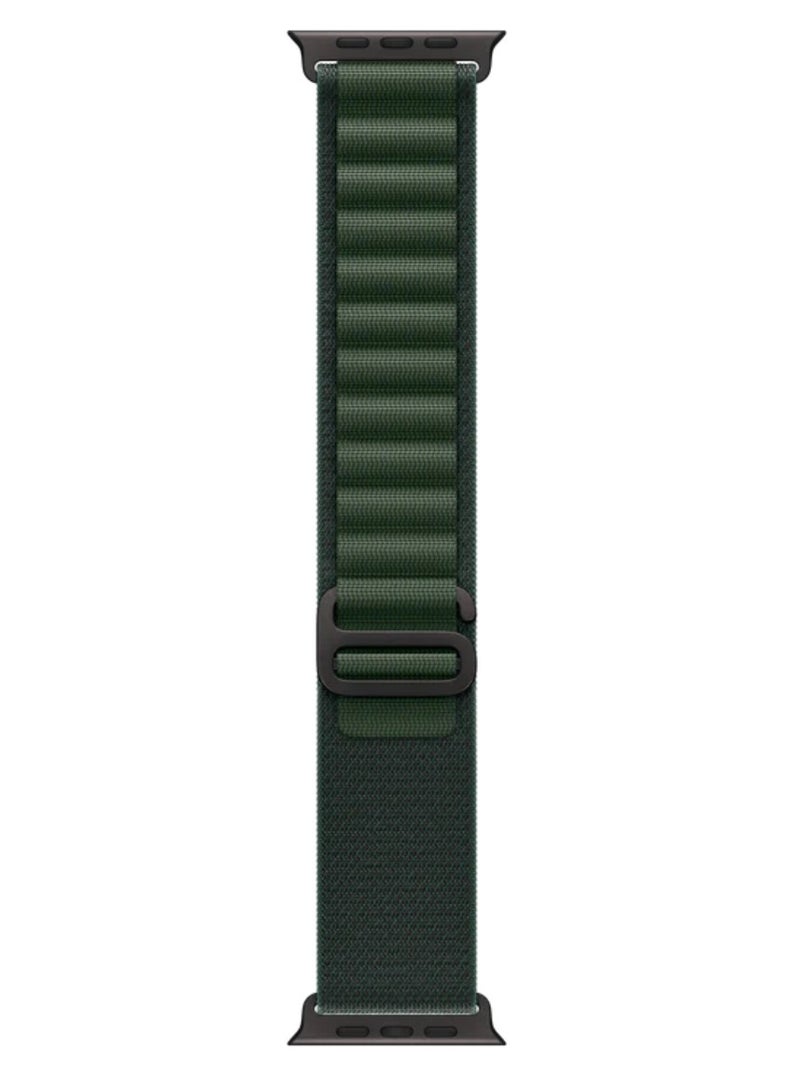 أكاليكس سوار Alpine Loop متوافق مع ساعات Apple Watch مقاسات 42 مم، 44 مم، 45 مم، 46 مم، 49 مم، سوار رياضي ناعم منسوج، سوار معصم بديل قابل للتعديل لساعات Apple Watch Series Ultra / SE / Series 1/2/3/4/5/6/7/8/9/10/11 - أخضر داكن - Image 3