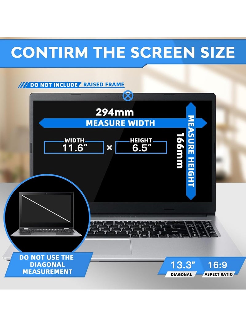 شاشة حماية الخصوصية للكمبيوتر المحمول مقاس 13.3 بوصة متوافقة مع أجهزة Hp/Dell/Acer/Samsung/Asus/Toshiba/Sony/Thinkpad، شاشة حماية الخصوصية القابلة للإزالة بنسبة عرض إلى ارتفاع 16:9 للكمبيوتر المحمول مقاس 13.3 بوصة، مضادة للوهج الأزرق - Image 2