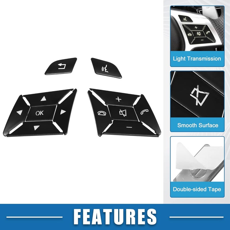 A ABSOPRO Car Steering Wheel Button Stickers Cover Interior Switch Button Decoration Trim for Benz a Class 13-15 Black (Set of 12) - Image 2