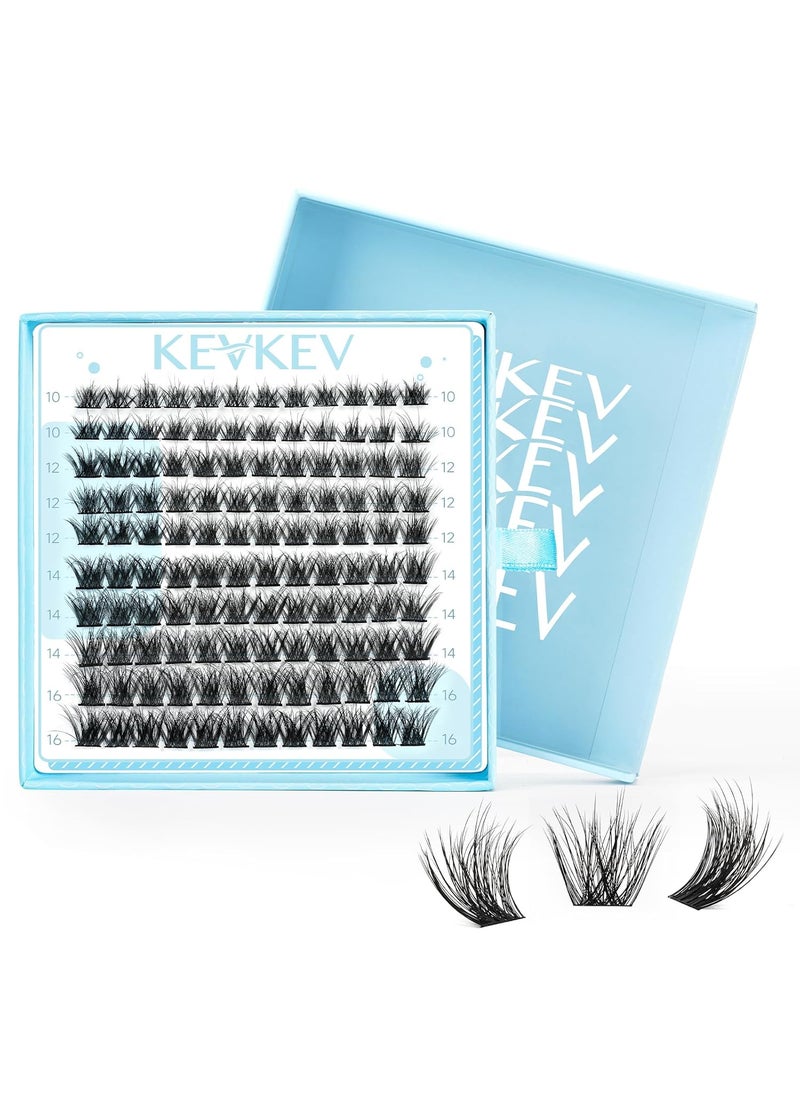 KevKev KevKev Lash Clusters 3D Fluffy Cluster Lashes 120 Pcs DIY Lash Extensions Mixed C/D Eyelash Clusters Individual Lashes Cluster Thin Band & Soft Resuable Lashes(Bulebell,10-16mix) 