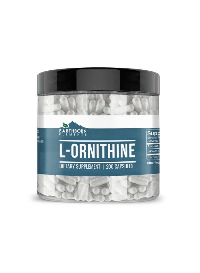 earthborn elements (200 Capsules L-Ornithine HCl, Amino Acid, Protein Synthesis - Image 1