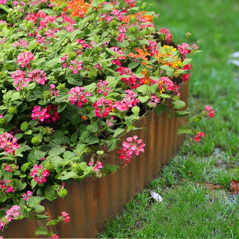 WORTH Pre-Rusted Wide-Corrugated Garden Edging, 6" x20Ft Sturdy Steel Landscape Edging Bendable Metal Lawn Long Strips Border for Raised Flower Bed Tree Surrounds - Image 5